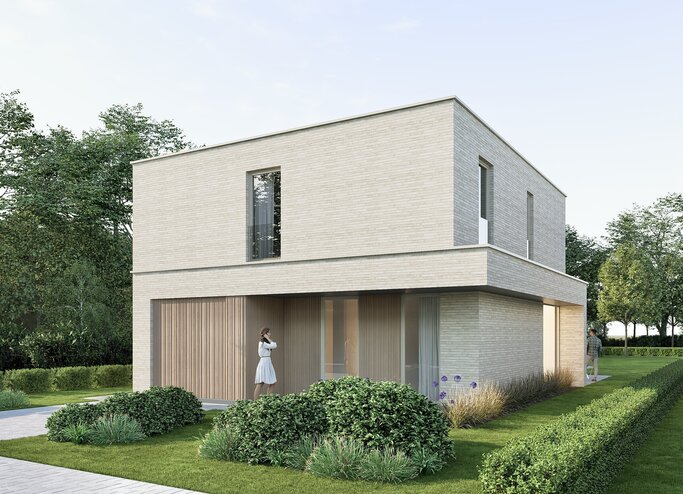 moderne woningen, open bebouwing, sleutel op de deur